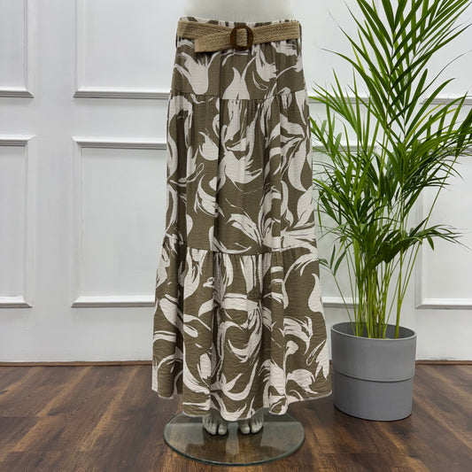 Tiered Maxi Patterned Skirt